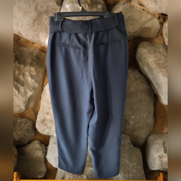 Matteson High Waisted Belted Black Dress Pants - Picture 2 of 7